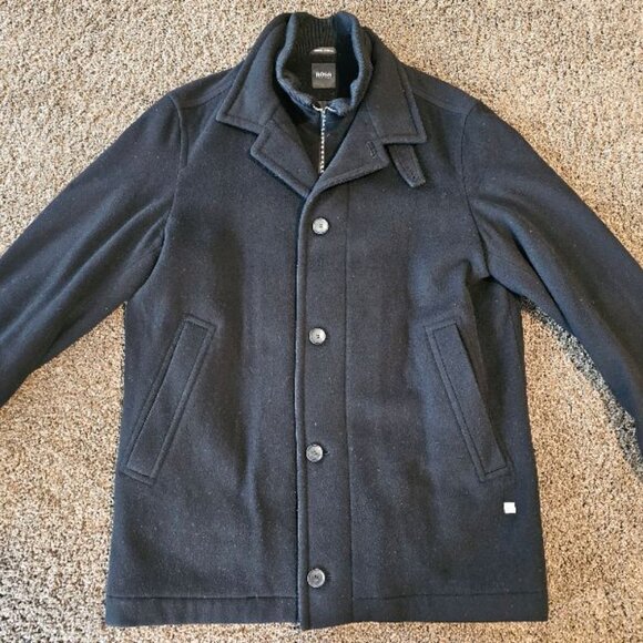 Hugo Boss Men's XL Cashmere Wool Coat with Bib - Picture 1 of 8